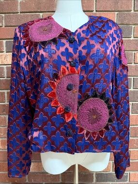 Ruby Cho Vintage Appliqué Silk Jacket Size Medium
